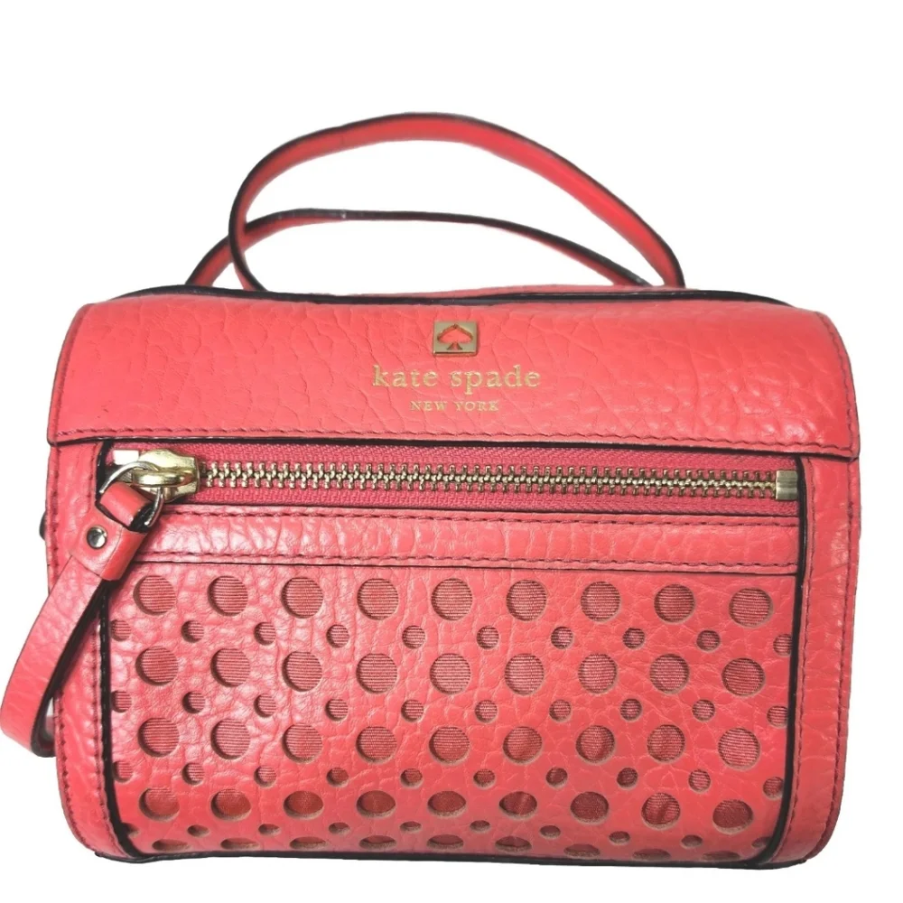 KATE SPADE Perri Lane Bubbles Leather Crossbody Bag $338 Coral Pink
